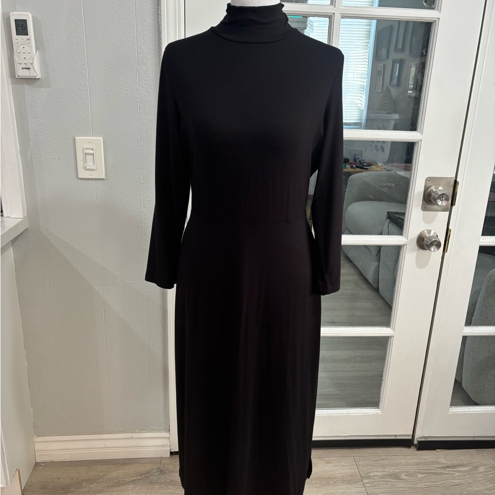 Rachel Zoe Black Long-Sleeve Turtleneck Midi Dress